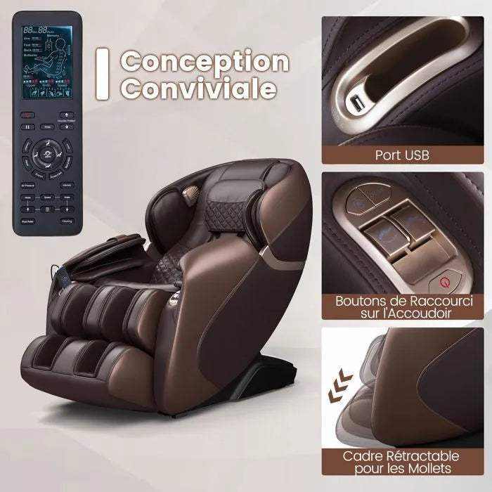 Fauteuil de Massage Relax Haut de Gamme – Système Chauffage & Air Intégré, Commande Vocale, Bluetooth