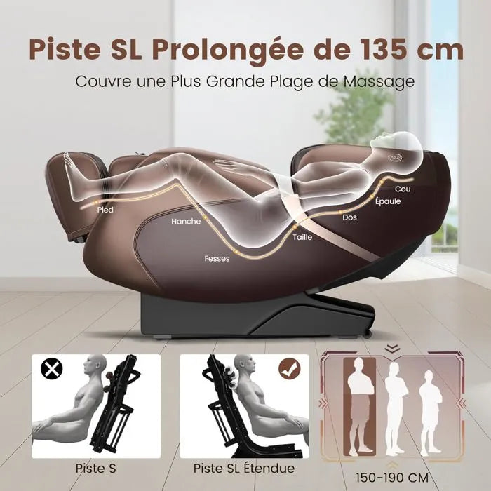 Fauteuil de Massage Relax Haut de Gamme – Système Chauffage & Air Intégré, Commande Vocale, Bluetooth