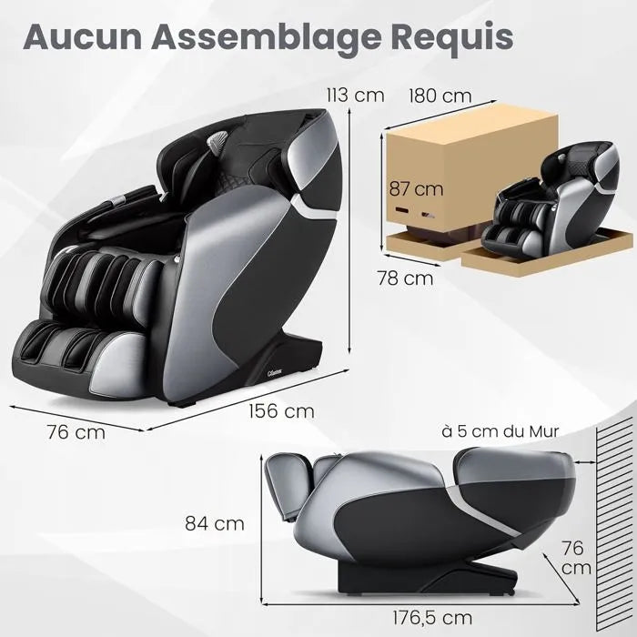 Fauteuil de Massage Relax Haut de Gamme – Système Chauffage & Air Intégré, Commande Vocale, Bluetooth